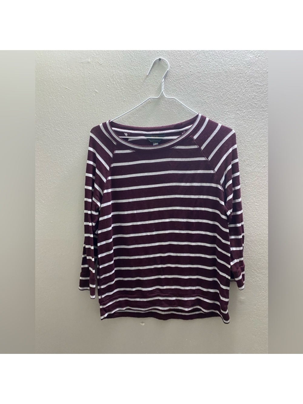 Women’s Mix Small Purple and White Striped 3/4 Sleeve Blouse Tote7